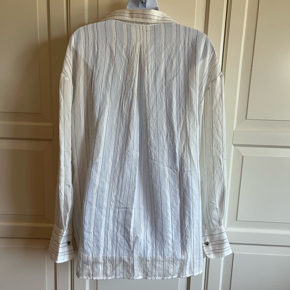 MNG Zaro Stripe Shirt Oversize   Size 8 Effortless Chic - Picture 5 of 17